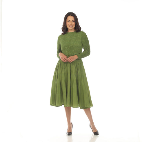 Long-Sleeve Smocked Dress- DR1360